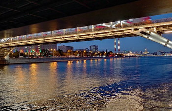 Вид из-под моста на мост с Ласточкой / Бережковский и Краснолужский мосты, Бережковская набережная