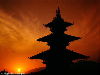 &nbsp; / Temple at sunset in Patan - Nepal