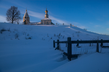 &nbsp; / городня вертязин волга храм церковь рождества богородицы зима вечер россия
