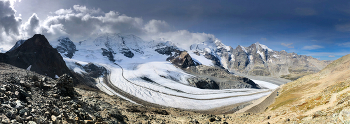 &nbsp; / High altitude glacier mountain landscape at Diavolezza Engadin Graubuenden Switzerland Europe panoramic view outdoor nature background