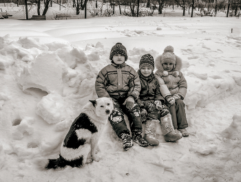 Зимние портреты / Дети с собакой