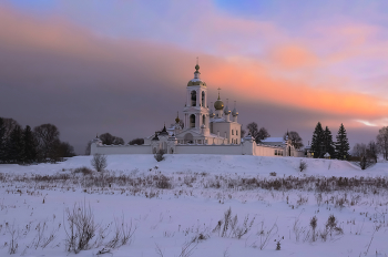 Утро нового дня / утро, январь, Мужской монастырь Животворящего Креста Господня, Ивановская область