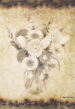 Букет в сепии / герберы на бежевом фоне