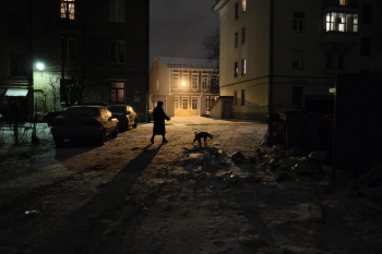 Прогулка с собачкой / Витебский двор зимним вечером.