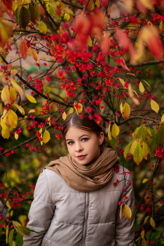 Коричневый шарф / модель Юлиана Смирнова