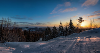Панорама восхода / Зимнее утро на Урале