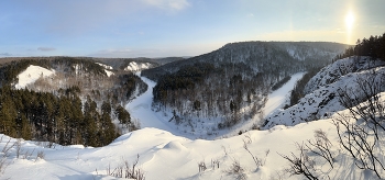 Панорама / высота , река , зима