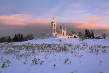 утро января / январь, утро, Ивановская область, Крестовоздвиженский монастырь,