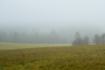 "Туман окутал влажным пледом, поля и темный косогор..." / Осенний этюд ...