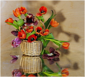 Цветочная корзинка / Тюльпаны в корзинке