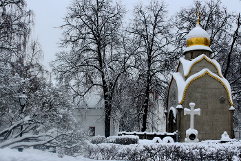 Снегопад в монастыре / Новодевичий монастырь.