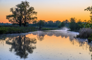 Перед рассветом. / Озеро в лугах Мещеры.