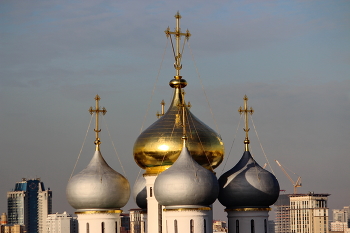 Купола / Смоленский собор Новодевичьего монастыря в Москве.