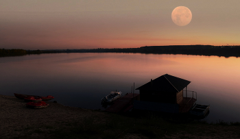 Лунный вечер. / Калужские озёра. Вечерняя тишина.