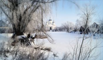 Зимой в деревне / В селе Новый Усад у пруда зимой в январе.