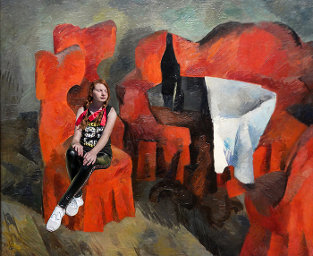 Оммаж. ,, В кабинете Большого Начальника .&quot; / Оммаж с картиной художника Роберта Рафаиловича Фалька ,, Красная мебель .&quot;