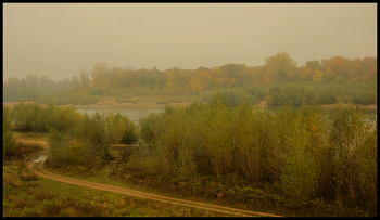 Туман над рекой / осень река туман