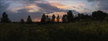 Дорога на Яр / Западная Сибирь, Вечерняя съёмка, панорама 5 кадров