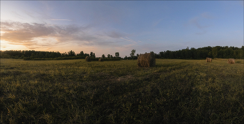 Вечер в поле / Западная Сибирь, Кемерово, вечерняя съёмка, панорама 5 кадров