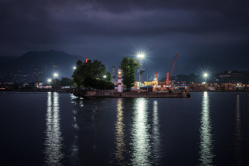 Batumi Harbour At Sundown / Lighthouse in the Batumi port in sundown