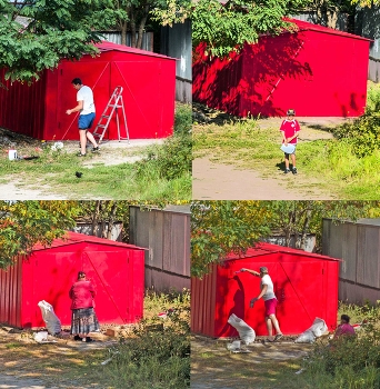 Серия ,, Красный гараж &quot; / из цикла ,, Окно во двор &quot;