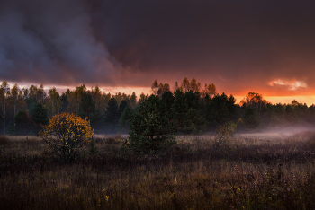 Осенний закат. / р.Тюряха. Б.Холм.