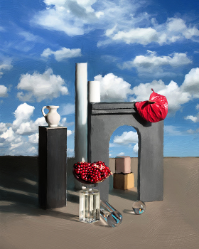 композиция с гранатом / натюрморт