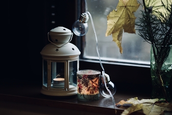 на краю осени / &quot;Вечером тихий дом окутывался полумраком, лишь свеча на столе мягко колыхалась и бросала золотистый свет на пожелтевшие листья, принесённые ветром с сада. Лёгкий холод скользил по окнам, и каждый мерцающий огонёк казался дыханием самой осени. В этом свете вещи становились живыми: ветка ёлки словно склонялась к огонькам, а кленовый лист, оставшийся на подоконнике, хранил в себе все воспоминания минувшего дня.&quot; Иван Бунин, «Темные аллеи».