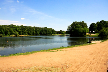Шибаевский пруд / Шибаевский пруд в Кузьминском парке в Москве. Май 2024.