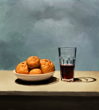 вино и мандарины / натюрморт