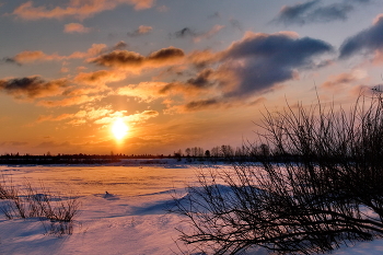 Закат над Томью. / Томская область.