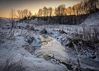 "Подморозило. Вечер на речке"© / зимние мотивы вечернее