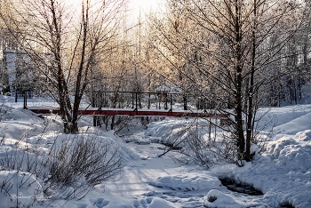 "Ажурный свет в морозный день. У речки"© / зимнее