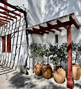 &nbsp; / Summer sun South France village courtyard