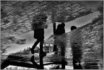 .... Шаги.Зимняя ЧБ акварель .... / концептуальный этюд