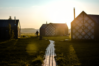 &nbsp; / early morning in a village with unusual houses