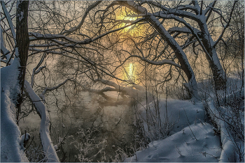 Морозный рассвет... / Мороз утро туман деревья в снегу рассвет.
