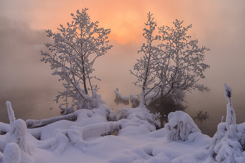 В ожидании восхода Солнца... / Морозное январское утро. На термометре -30...