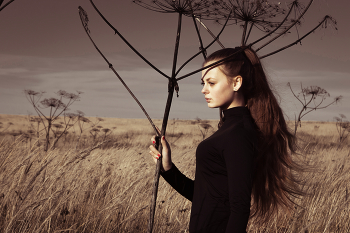 Фотосъемка для Софии / Мне пришла идея снять красивую модель на закатном солнце в стиле фэшн , в поле на фоне сухого борщевика