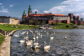 Turisticko photo. Krakow / Польша. Краков. Вид на Вавельский холм и Королевский замок Вавель