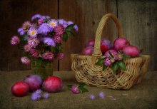 Сливовый натюрморт / Сливы, клевер и какие-то осенние цветочки, выросшие у мамы в саду