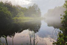 Легкий туманец / после вечерней грозы над р. Волмой