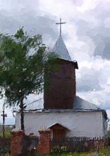 Деревенская церквушка / Обработка инструментом Art History Brush? наложение слоев, текстуры...