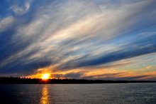 Енисейский закат / Путешествие по Енисею.Съёмка с палубы теплохода