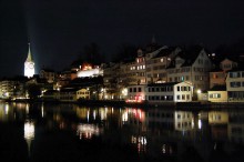 Night in Zurich / while walking towards to the lake
