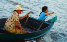 Дайте доллар! / Обитатели плавучих домов на камбоджийском озере Тонлесап живут тем, что подадут туристы с проплывающих корабликов.
