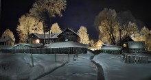 Морозной ночью / ночная съемка сильный мороз панорама