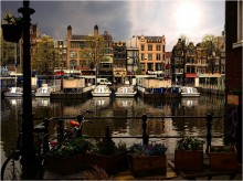 Голландская открытка / Амтердам, пейзаж с видом на секс музей.