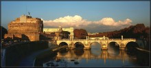 Осень / Мост Сан Анжело в Риме в октябре вечером