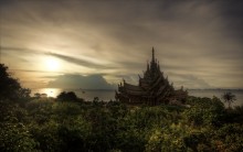 храм на закате / храм Истины тайланд
